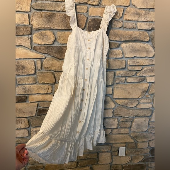 Anthropologie Women’s Blu Pepper Maxi Peasant Sleeveless Ruffles Cream NEW 1XL - Picture 5 of 16